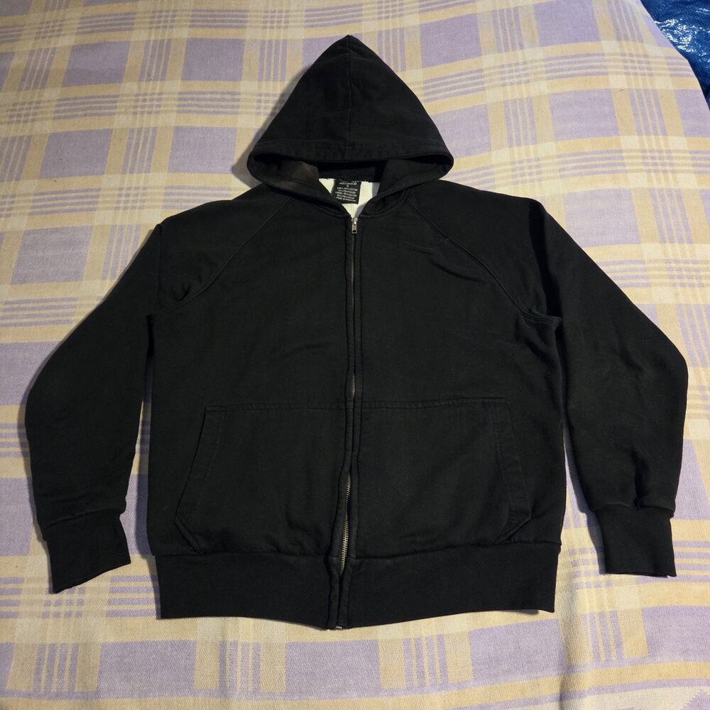 Vintage Rothco Hoodie Waffle Thermal Lined Sweatshirt Zip Up Black Size Small